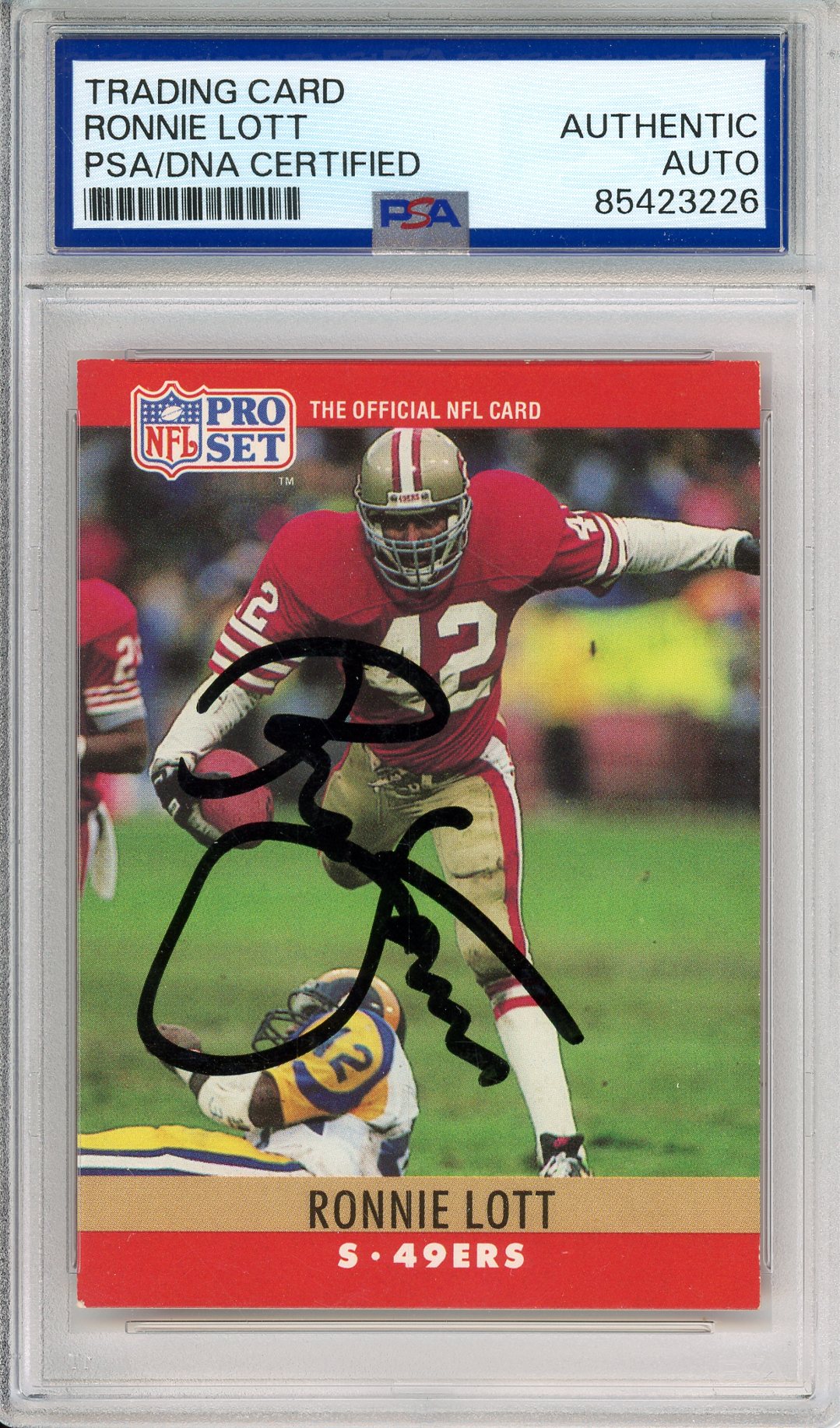 1990 PRO SET RONNIE LOTT #291 HOF AUTOGRAPH 49ERS PSA/DNA