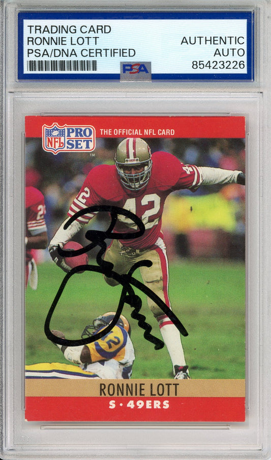 1990 PRO SET RONNIE LOTT #291 HOF AUTOGRAPH 49ERS PSA/DNA