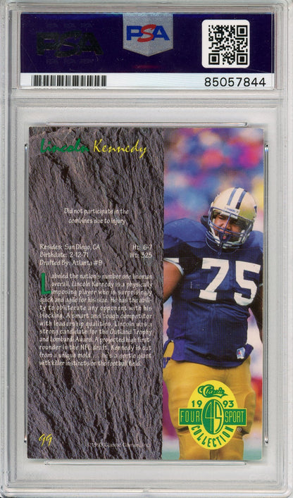 1993 CLASSIC FOUR SPORT LINCOLN KENNEDY #99 ROOKIE COLLEGE HOF AUTOGRAPH PSA/DNA