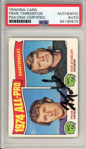 1975 TOPPS FRAN TARKENTON #208 HOF VIKINGS NFL MVP AUTOGRAPH PSA/DNA