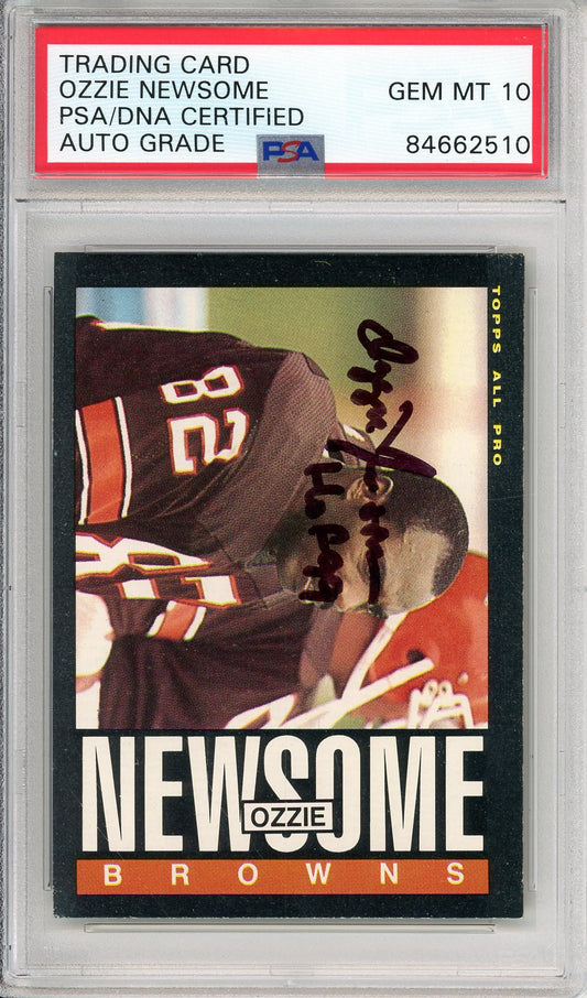 1985 TOPPS OZZIE NEWSOME #232 HOF AUTOGRAPH BROWNS PSA/DNA AUTO GRADE 10