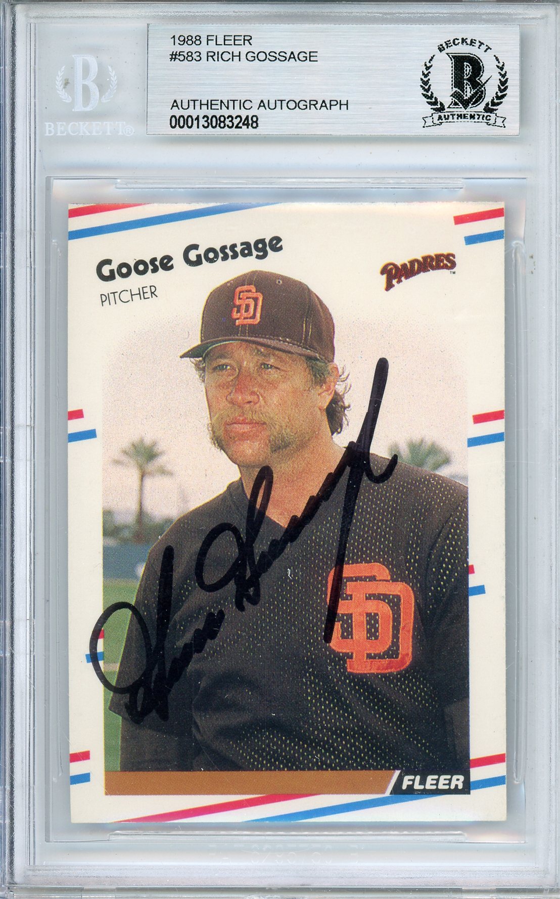 1988 FLEER  RICH GOSSAGE #583 HOF AUTOGRAPH BECKETT AUTHENTIC