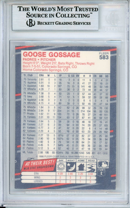 1988 FLEER  RICH GOSSAGE #583 HOF AUTOGRAPH BECKETT AUTHENTIC