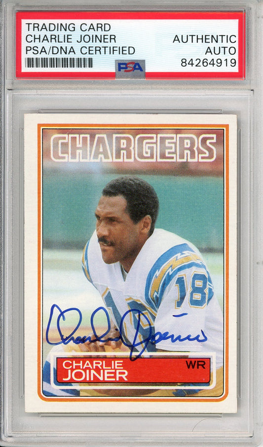 1983 TOPPS CHARLIE JOINER #377 HOF AUTOGRAPH CHARGERS PSA/DNA