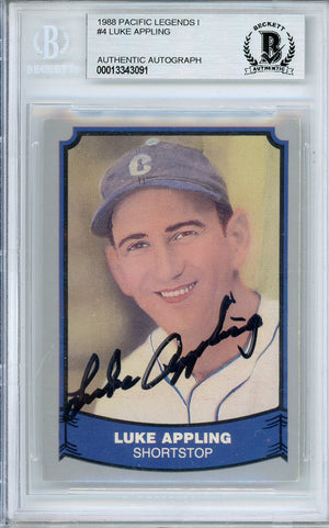1988 PACIFIC LEGENDS LUKE APPLING #4 HOF AUTOGRAPH BECKETT AUTHENTIC