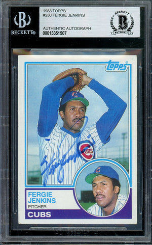 1983 TOPPS FERGIE JENKINES #230 CUBS HOF AUTOGRAPH BECKETT AUTHENTIC