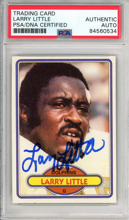 1980 TOPPS LARRY LITTLE #406 HOF AUTOGRAPH DOLPHINS PSA/DNA