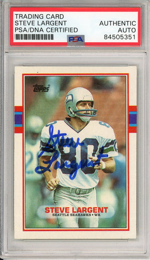 1989 TOPPS STEVE LARGENT #183 HOF SEAHAWKS 7-TIME ALL PRO AUTOGRAPH PSA/DNA