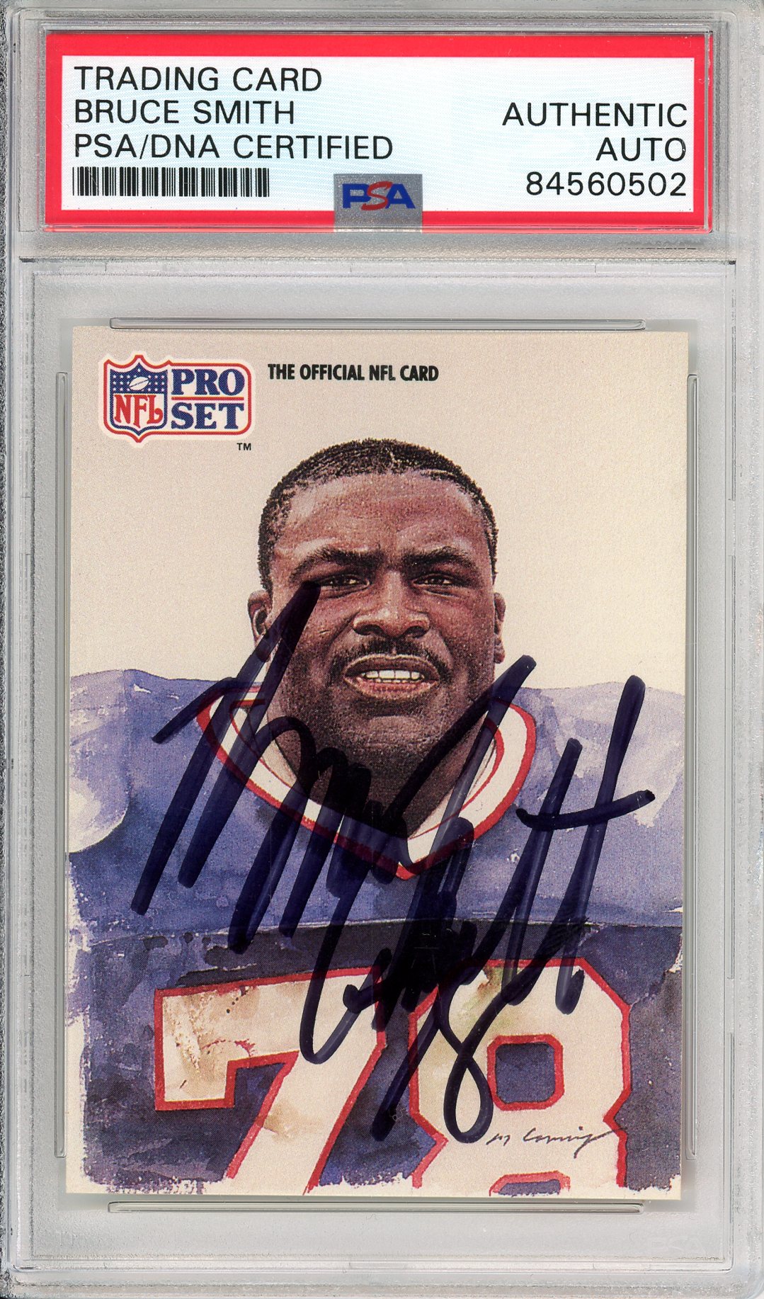 1991 PRO SET BRUCE SMITH #417 HOF AUTOGRAPH BILLS PSA/DNA