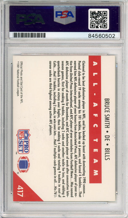 1991 PRO SET BRUCE SMITH #417 HOF AUTOGRAPH BILLS PSA/DNA