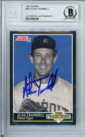 1991 SCORE ALAN TRAMMELL #852 HOF AUTOGRAPH TIGERS BECKETT AUTHENTIC