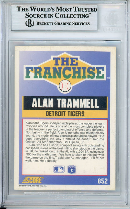 1991 SCORE ALAN TRAMMELL #852 HOF AUTOGRAPH TIGERS BECKETT AUTHENTIC