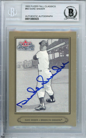 2002 FLEER FALL CLASSICS DUKE SNIDER #60 HOF AUTOGRAPH BECKETT AUTHENTIC