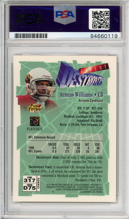 1996 TOPPS FINEST AENEAS WILLIAMS #317 HOF AUTOGRAPH CARDINALS PSA/DNA