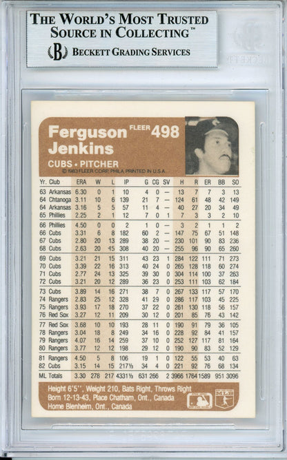 1983 FLEER FERGIE JENKINS #498 CUBS HOF AUTOGRAPH BECKETT AUTHENTIC
