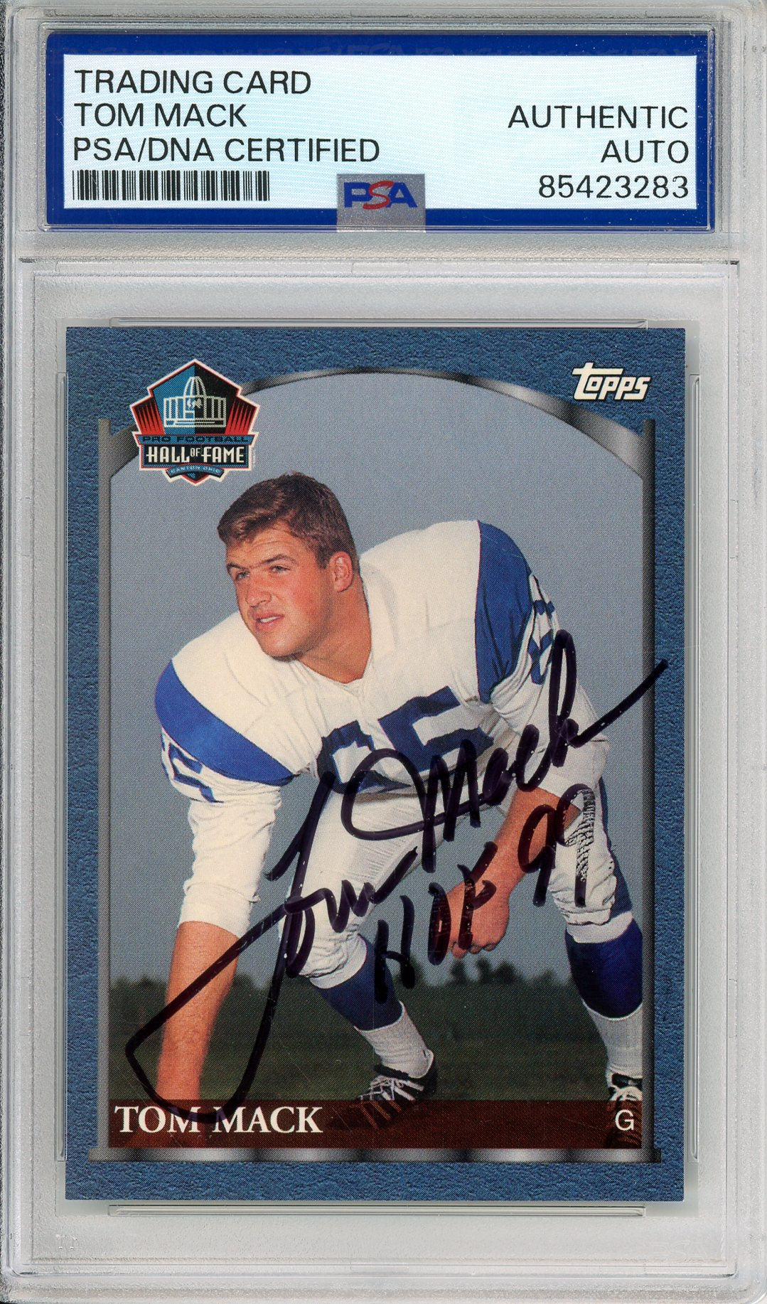 1999 TOPPS HALL OF FAME TOM MACK #HOF4 HOF AUTOGRAPH RAMS PSA/DNA
