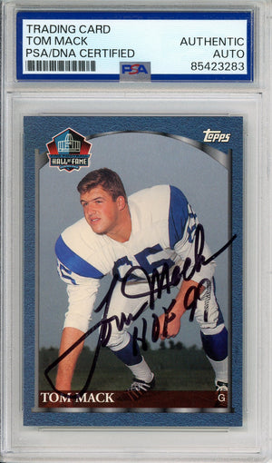 1999 TOPPS HALL OF FAME TOM MACK #HOF4 HOF AUTOGRAPH RAMS PSA/DNA