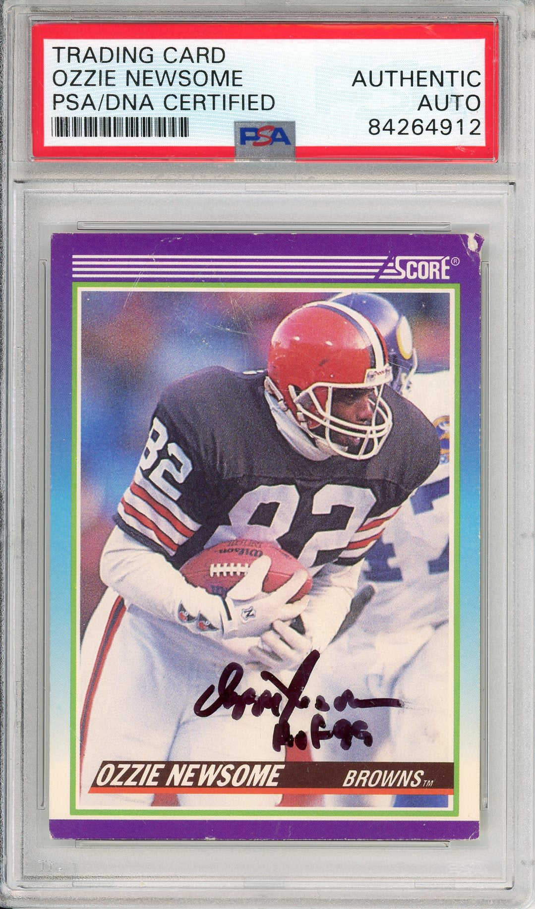 1990 TOPPS OZZIE NEWSOME #443 HOF AUTOGRAPH BROWNS PSA/DNA