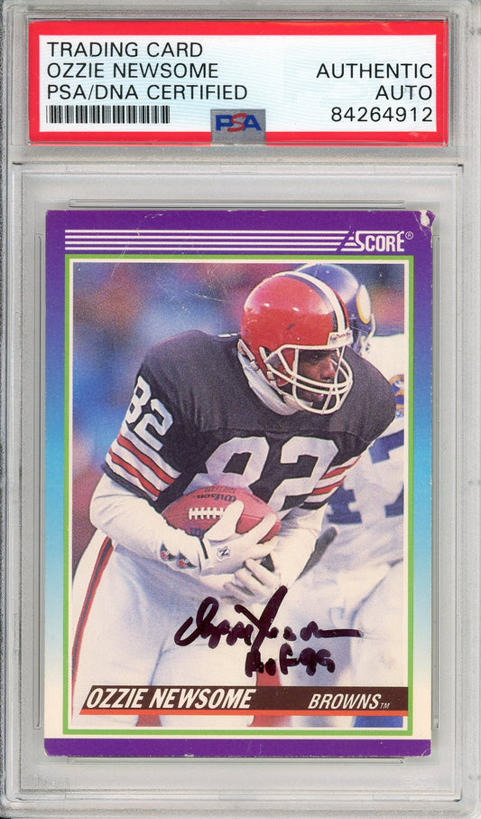 1990 TOPPS OZZIE NEWSOME #443 HOF AUTOGRAPH BROWNS PSA/DNA