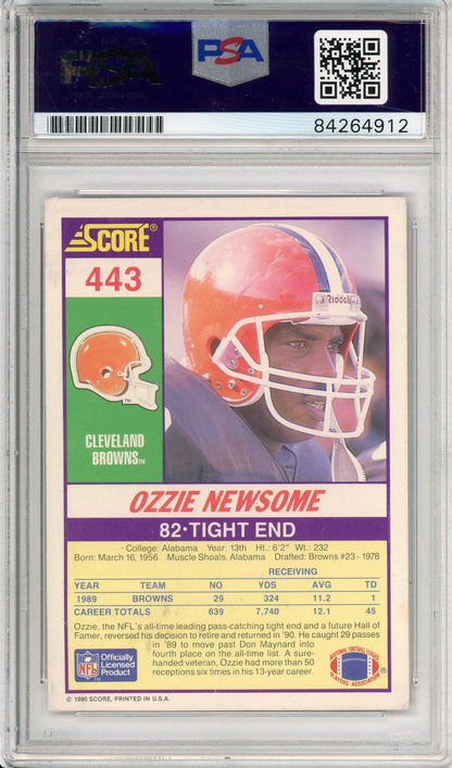 1990 TOPPS OZZIE NEWSOME #443 HOF AUTOGRAPH BROWNS PSA/DNA