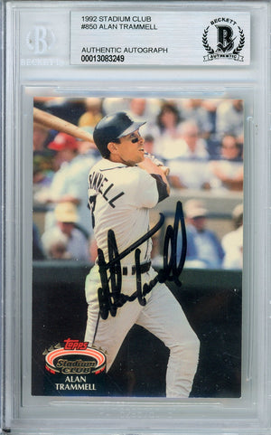1992 STADIUM CLUB ALAN TRAMMELL #850 HOF AUTOGRAPH BECKETT AUTHENTIC
