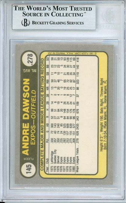 1981 FLEER ANDRE DAWSON #145 EXPOS HOF AUTOGRAPH BECKETT AUTHENTIC