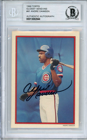 1990 TOPPS GLOSSY SEND-INS ANDRE DAWSON #41 EXPOS HOFF AUTOGRAPH BECKETT AUTHENTIC