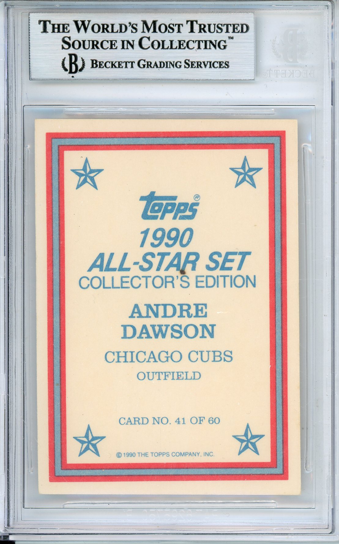 1990 TOPPS GLOSSY SEND-INS ANDRE DAWSON #41 EXPOS HOFF AUTOGRAPH BECKETT AUTHENTIC