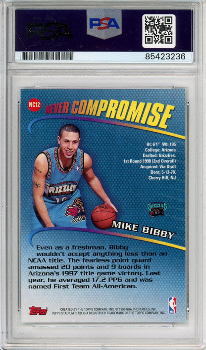 1999 TOPPS STADIUM CLUB MIKE BIBBY #NC12 GRIZZLIES AUTOGRAPH PSA/DNA