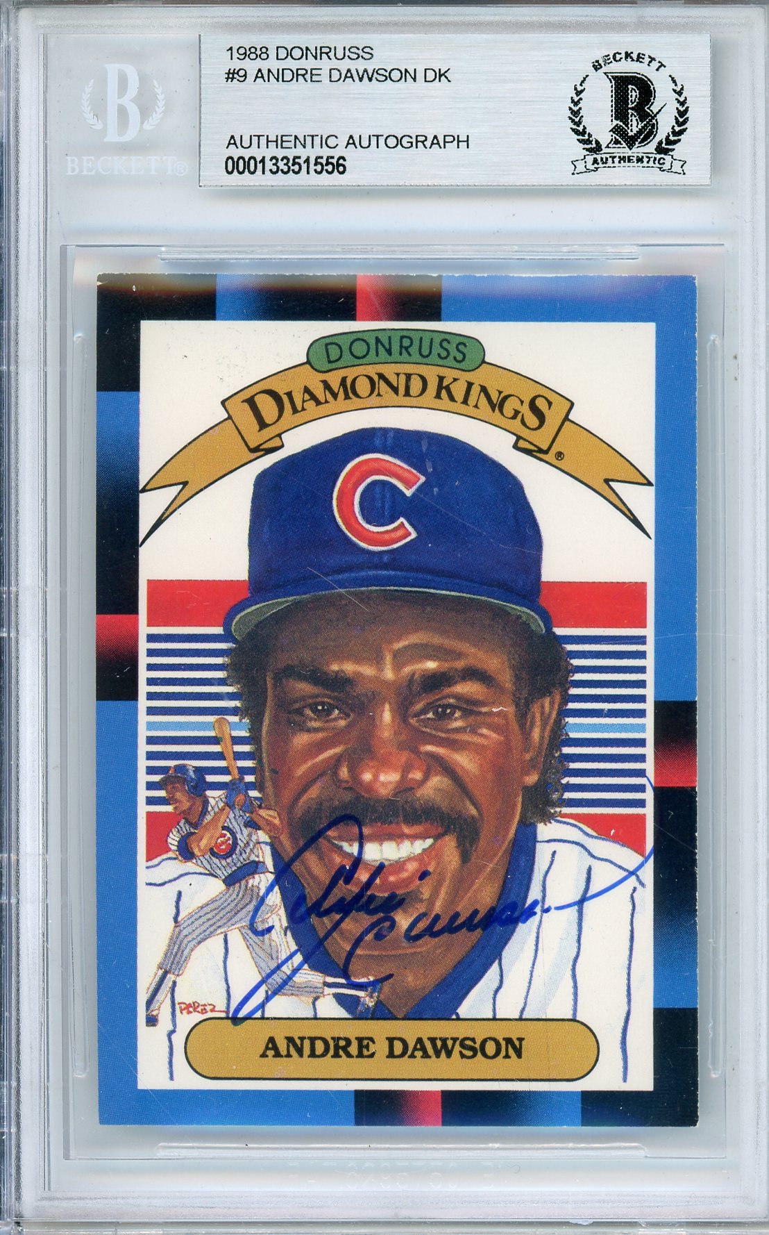 1988 DONRUSS ANDRE DAWSON DK #9 EXPOS HOF AUTOGRAPH BECKETT AUTHENTIC
