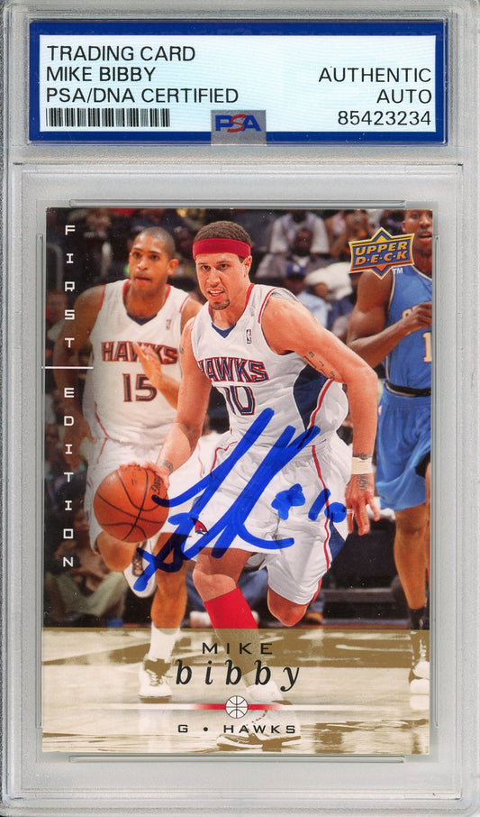 2008-09 UPPER DECK FIRST EDITION MIKE BIBBY #1 HAWKS AUTOGRAPH PSA/DNA