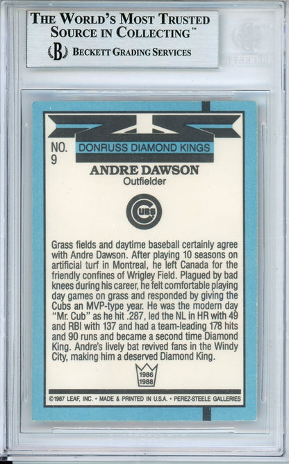 1988 DONRUSS ANDRE DAWSON DK #9 EXPOS HOF AUTOGRAPH BECKETT AUTHENTIC