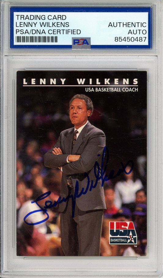 1992 SKYBOX USA LENNY WILKENS #97 HOF AUTOGRAPH PSA/DNA