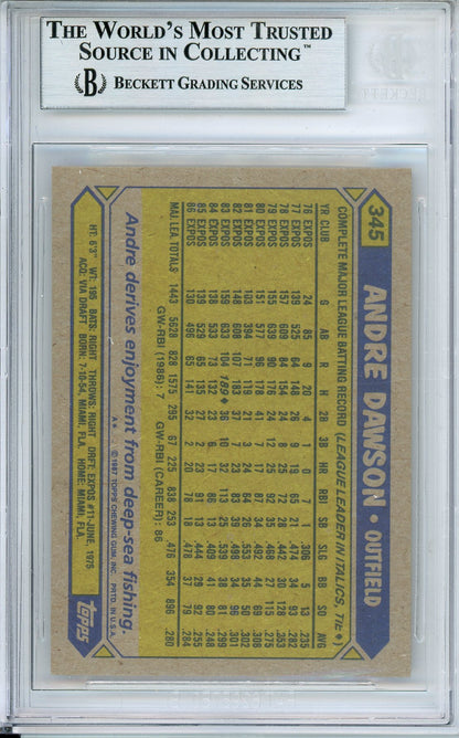 1987 TOPPS ANDRE DAWSON #345 EXPOS HOF AUTOGRAPH BECKETT AUTHENTIC