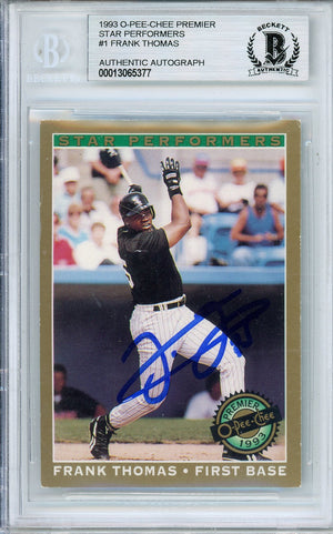 1993 O-PEE-CHEE PREMIER STAR PERFORMERS FRANK THOMAS #1 HOF AUTOGRAPH BECKETT AUTHENTIC