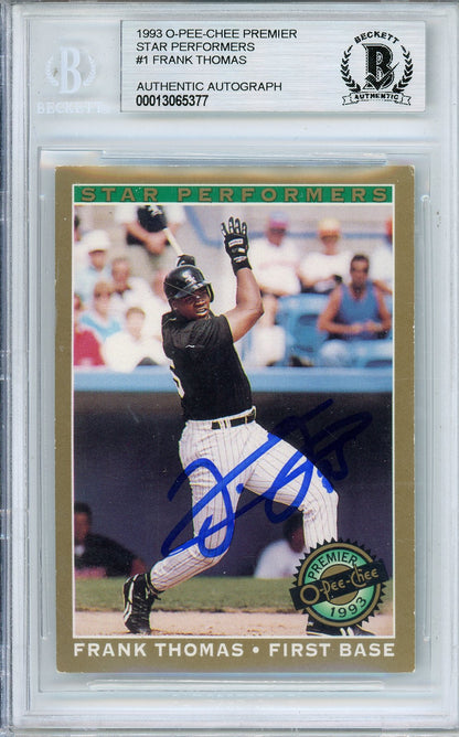 1993 O-PEE-CHEE PREMIER STAR PERFORMERS FRANK THOMAS #1 HOF AUTOGRAPH BECKETT AUTHENTIC