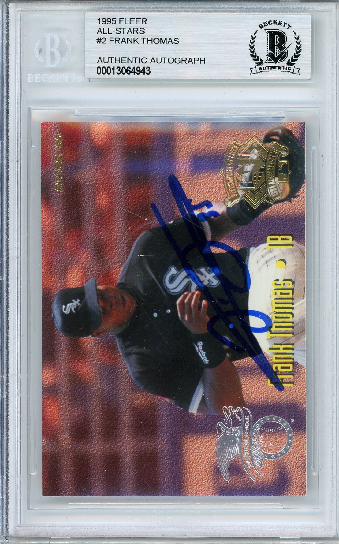 1995 FLEER ALL-STARS FRANK THOMAS #2 HOF AUTOGRAPH BECKETT AUTHENTIC
