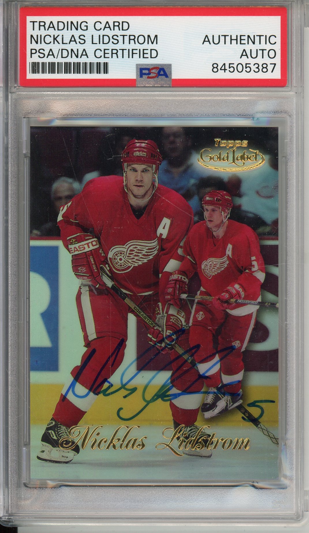 1999 TOPPS NICKLAS LIDSTROM #58 HOF RED WINGS 12-TIME ALL STAR AUTOGRAPH PSA/DNA