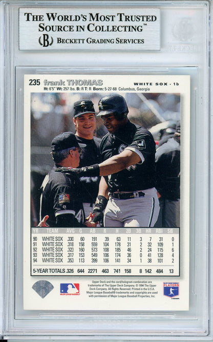 1995 COLLECTOR'S CHOICE SE FRANK THOMAS #235 HOF AUTOGRAPH BECKETT AUTHENTIC
