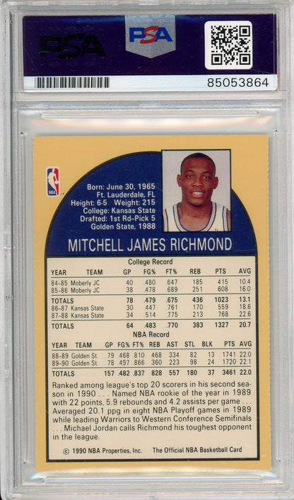 1990 NBA HOOPS MITCH RICHMOND #118 WARRIORS AUTOGRAPH PSA/DNA