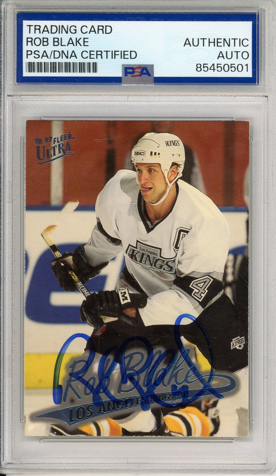 196-97 FLEER ULTRA ROB BLAKE #77 HOF KINGS 8-TIME ALL STAR AUTOGRAPH PSA/DNA