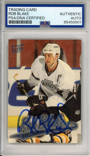 196-97 FLEER ULTRA ROB BLAKE #77 HOF KINGS 8-TIME ALL STAR AUTOGRAPH PSA/DNA