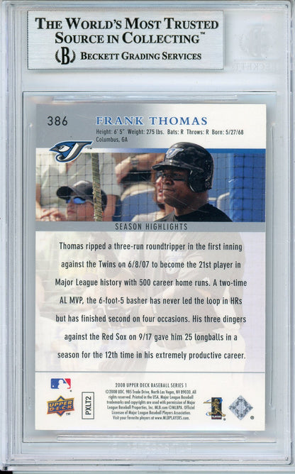 2008 UPPER DECK FRANK THOMAS #386 HOF AUTOGRAPH BECKETT AUTHENTIC