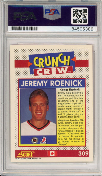 1991 SCORE JEREMY ROENICK #309 HOF BLACKHAWKS 9-TIME ALL STAR AUTOGRAPH PSA/DNA