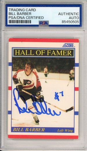 1990 SCORE BILL BARBER #356  HOF FLYERS 3-TIME CHAMPION AUTOGRAPH PSA/DNA