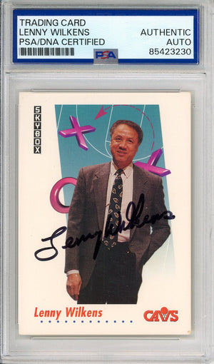 1992 SKYBOX LENNY WILKENS #382 HOF CAVALIERS AUTOGRAPH PSA/DNA