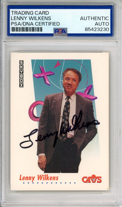 1992 SKYBOX LENNY WILKENS #382 HOF CAVALIERS AUTOGRAPH PSA/DNA