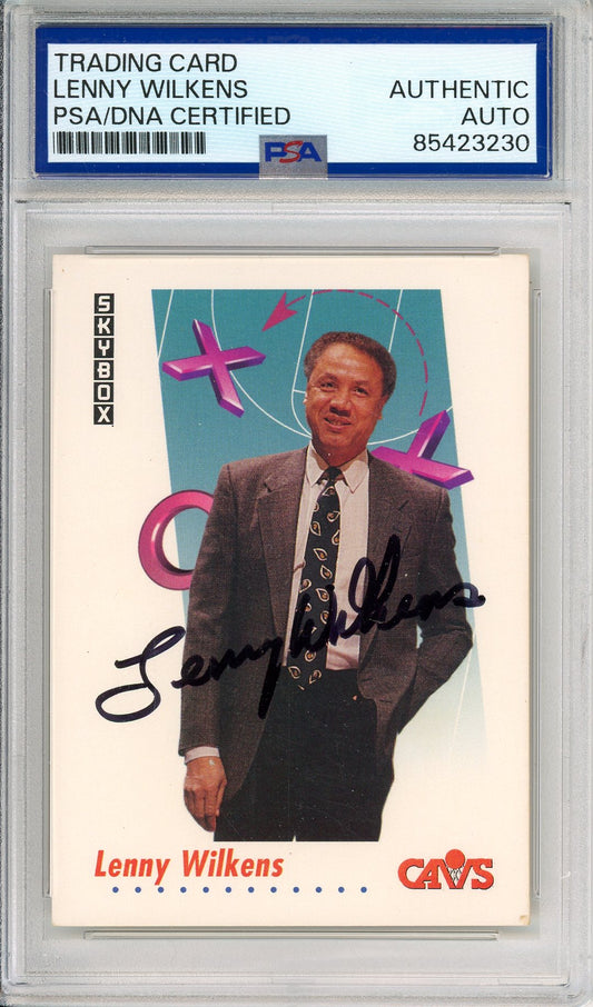 1992 SKYBOX LENNY WILKENS #382 HOF CAVALIERS AUTOGRAPH PSA/DNA