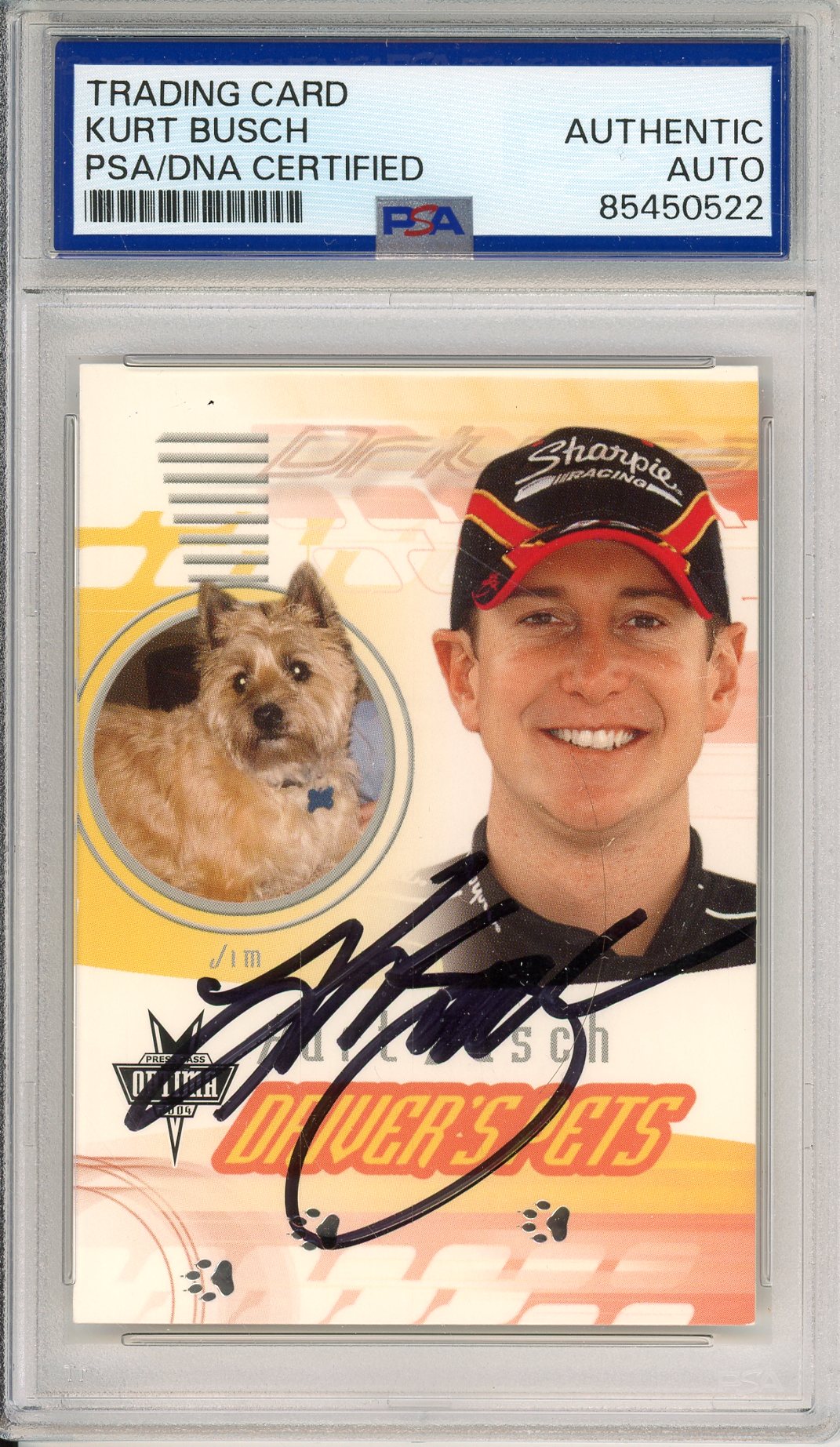 2004 PRESS PASS KURT BUSCH #96 NASCAR HOF 34 SERIES WINS AUTOGRAPH PSA/DNA