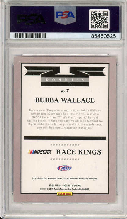 2021 DONRUSS BUBBA WALLACE #7 RED BORDER RACE KINGS #/299 AUTOGRAPH PSA/DNA